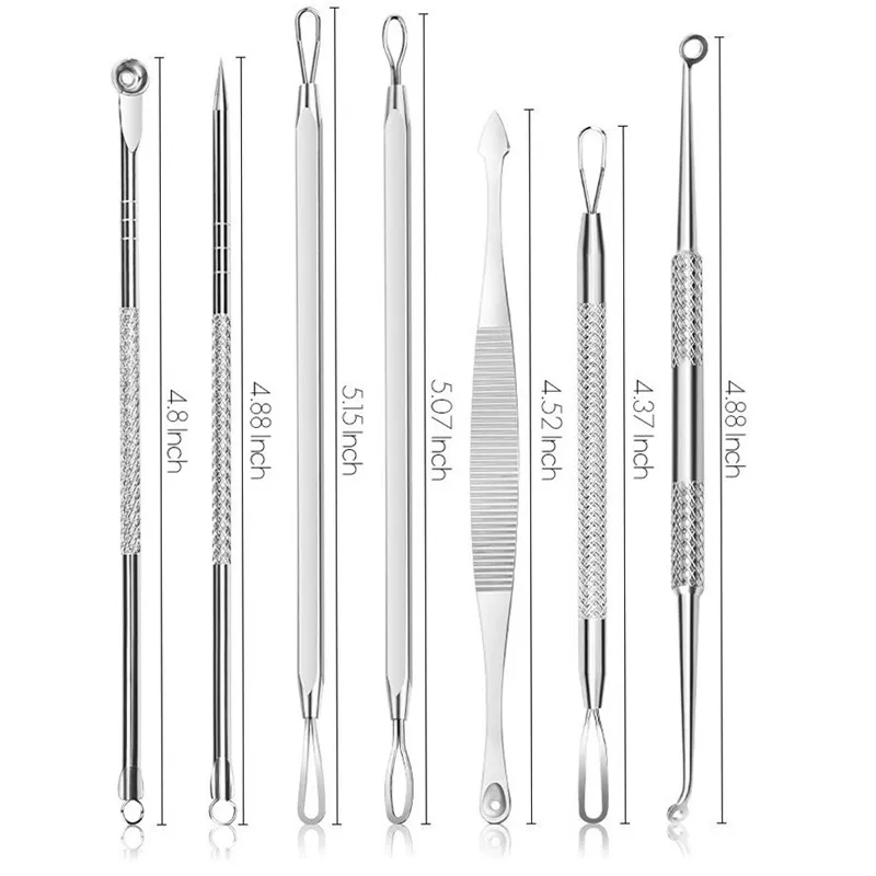 7 pièces/ensemble en acier inoxydable élimination des boutons outils de soins de la peau beauté acné points noirs dissolvant aiguilles pour enlever les points noirs boutons outils