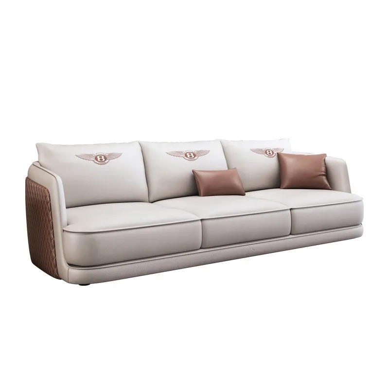 

Italian light luxury office sofa leather sofa modern business meeting reception office sofa coffee table combination