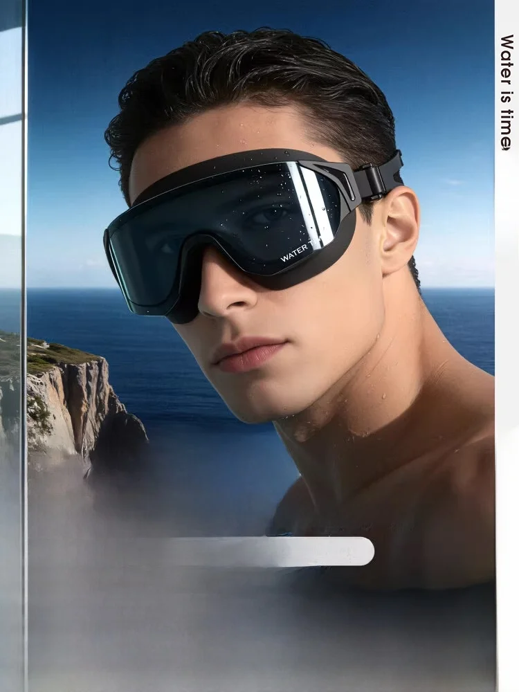 watertime-swimming-goggles-men's-high-definition-waterproof-anti-fog-large-frame-swimming-goggles-cap-set-for-swimming