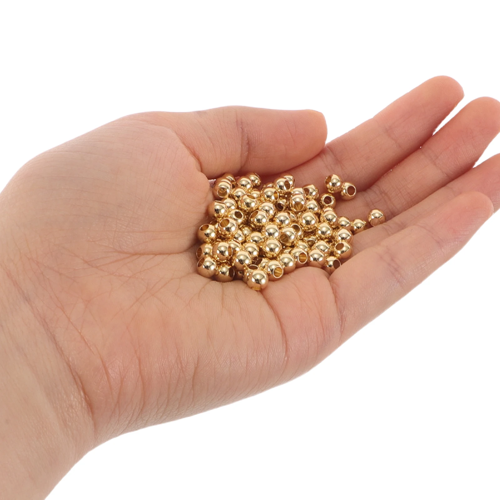 

100pcs Golden Brass Jewelry Making Accessories Smooth Round Spacer For Necklaces Bracelets Crafts Gold Plated Metal Ball Beads
