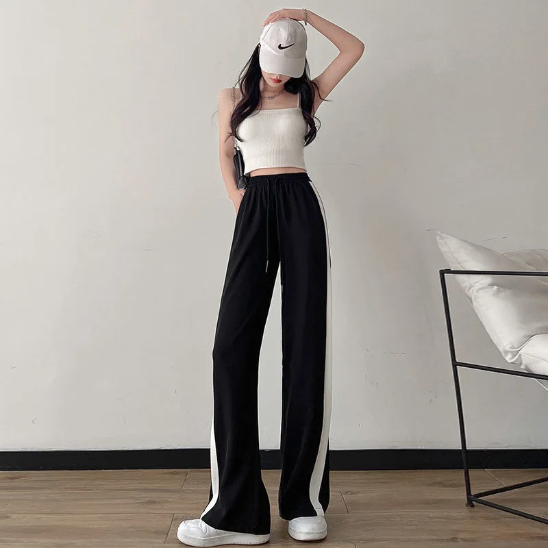 XIZOU Slimming Straight Leg Pants Women's Casual Spring Summer New Sle plus Size Loose Comfortable Student Sports Trousers