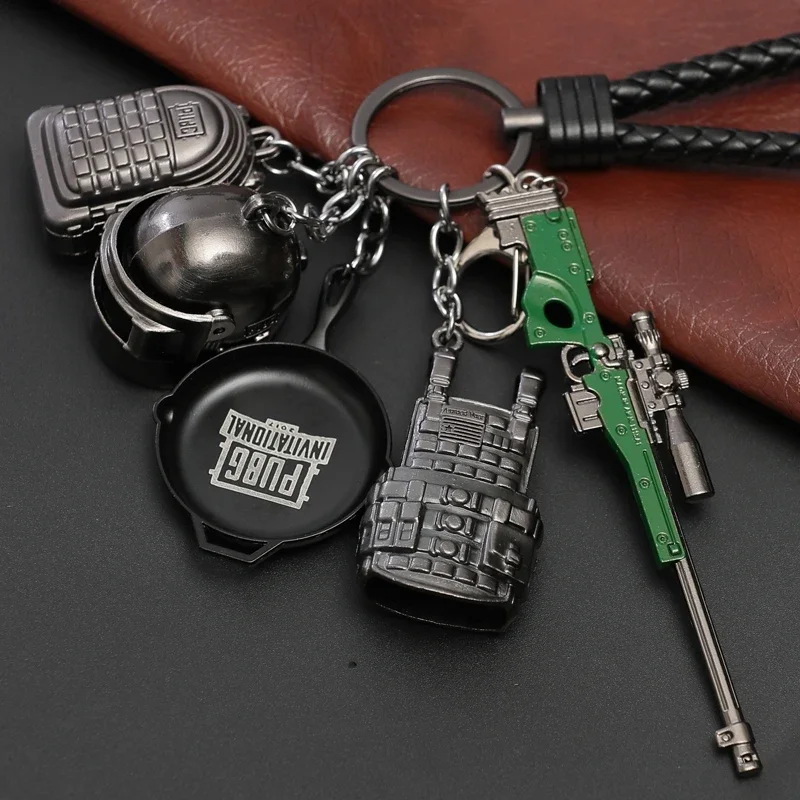 

Series B 1pcs Miniature Model Gun Game PUBG Flare Gun Helmet Gas Can Grenade 98K Sniper Keychain CSGOING Pendant Child Gifts