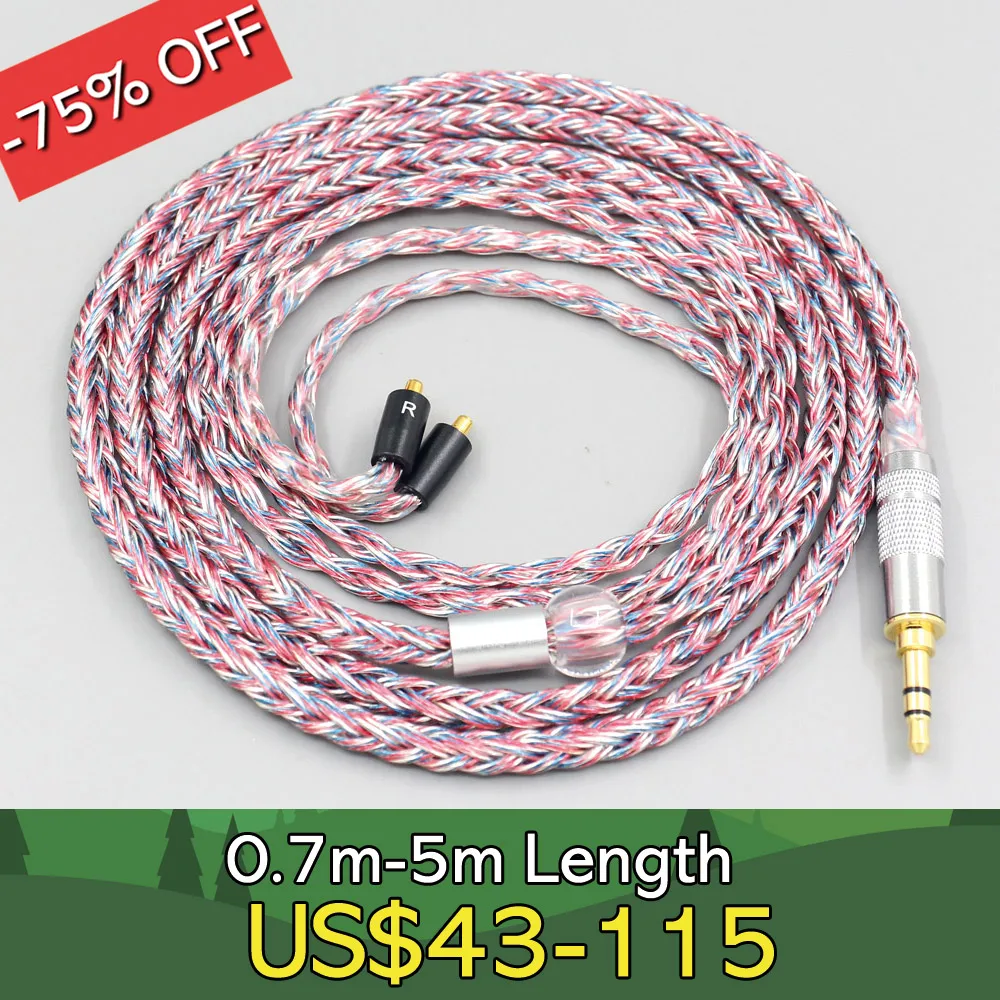 

16 Core Silver OCC OFC Mixed Braided Cable For Dunu T5 Titan 3 T3 (Increase Length MMCX) Earphone LN007577