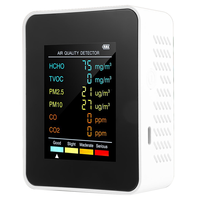 ABGB-3X 6 In 1 PM2.5 PM10 HCHO TVOC CO CO2 Air Quality Detector CO CO2 Formaldehyde Monitor Home Air Quality Tester,White