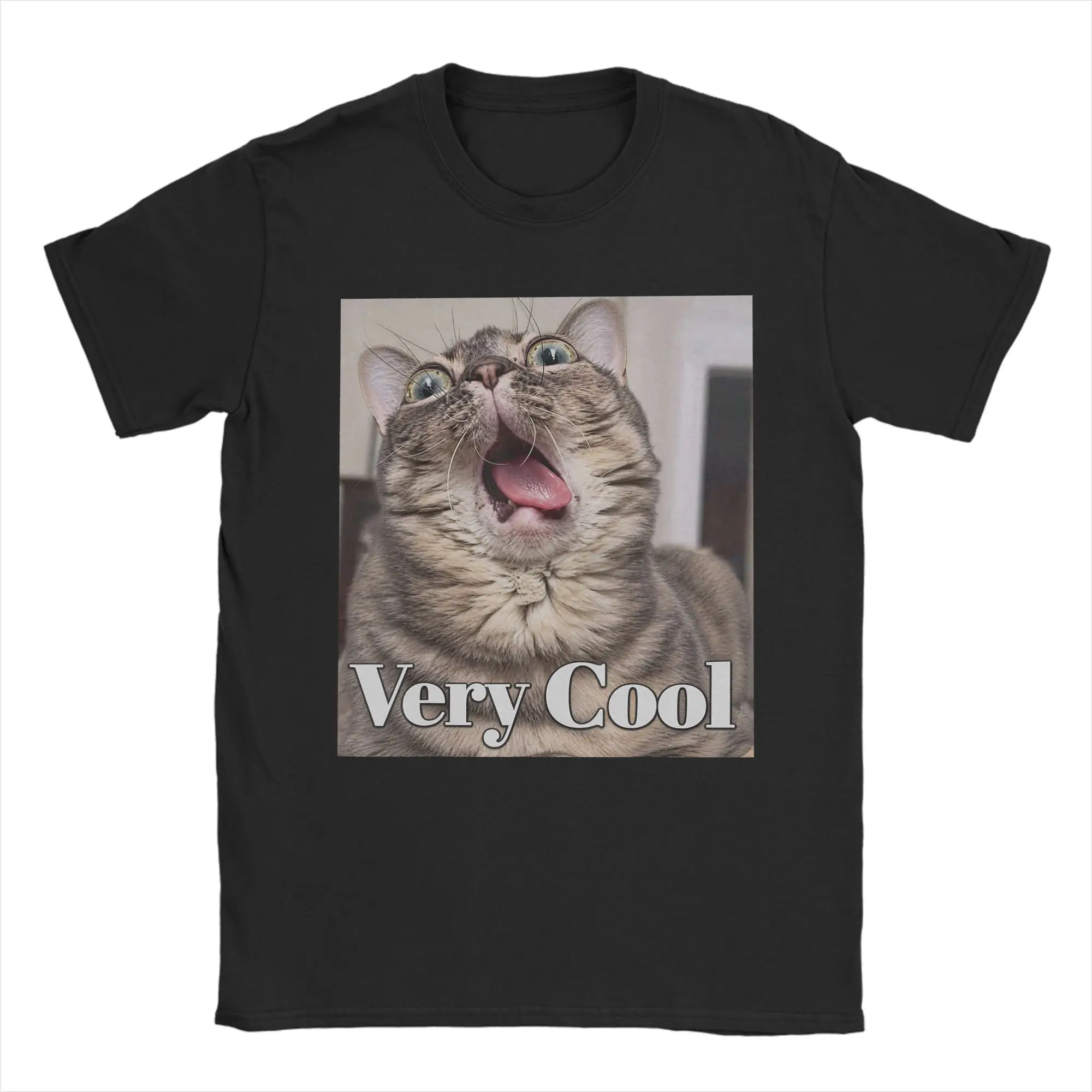 Very Cool Funny Cat Reaction Meme Weird Feline Humor T Shirt Beach  Cotton T-Shirts For Men Harajuku Tshirt Short-Sleeved Tops