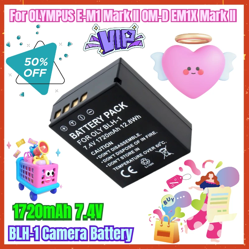 

1720mAh 7.4V BLH-1 Camera Battery for OLYMPUS E-M1 Mark II OM-D EM1X Mark II