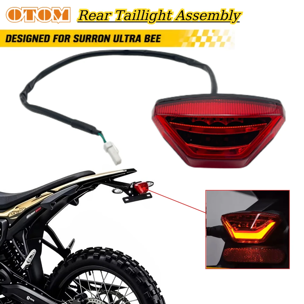 Motorcycle LED Rear Tail Lights For SURRON Ultra Bee Electric Bike 3 Wire 12V Brake Stop Light License Taillight Running Lamp