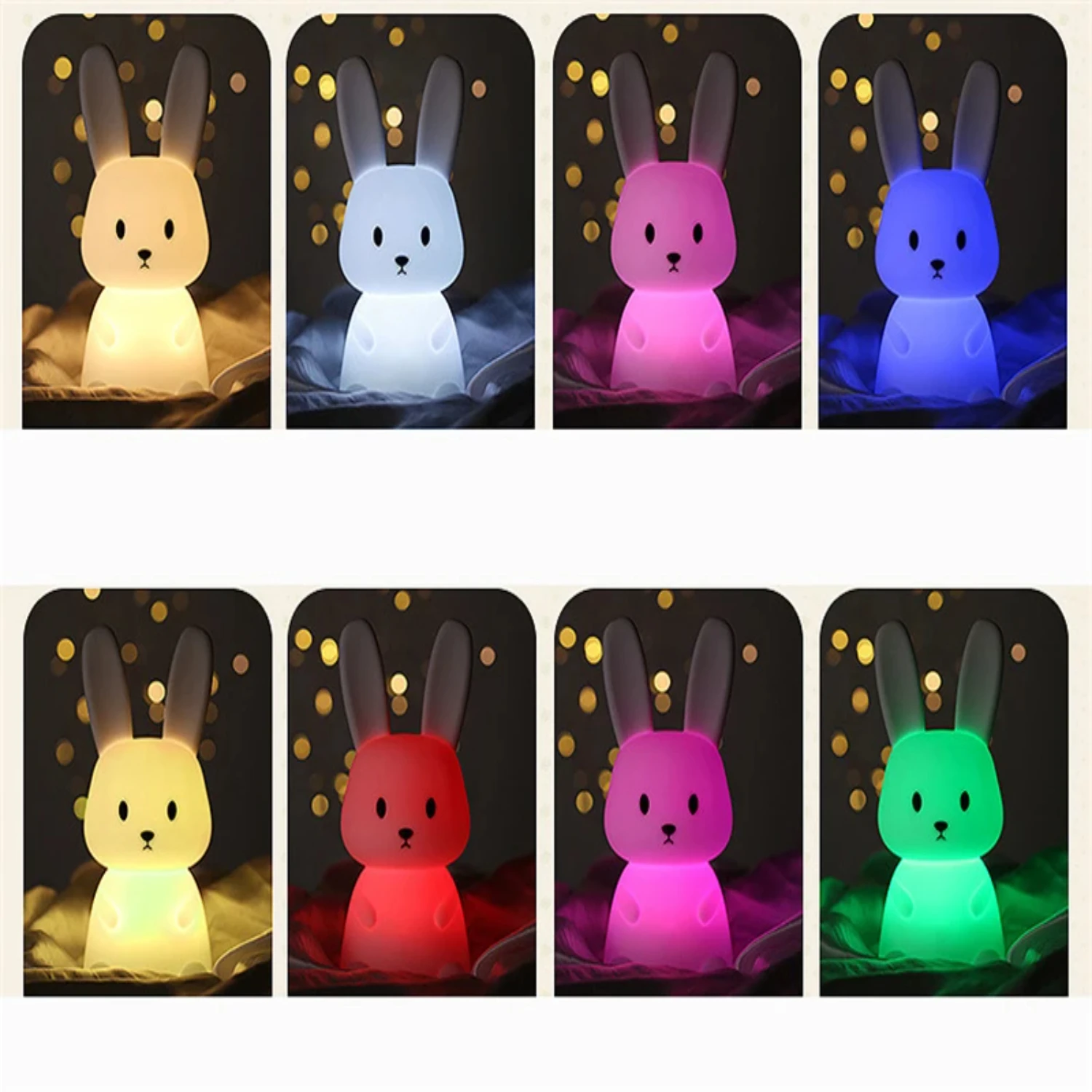 New Cute Silicone Night Light Rabbit Whale Cat Touch Sensor Rechargeable Bedroom Bedside Lamp   Baby Gift