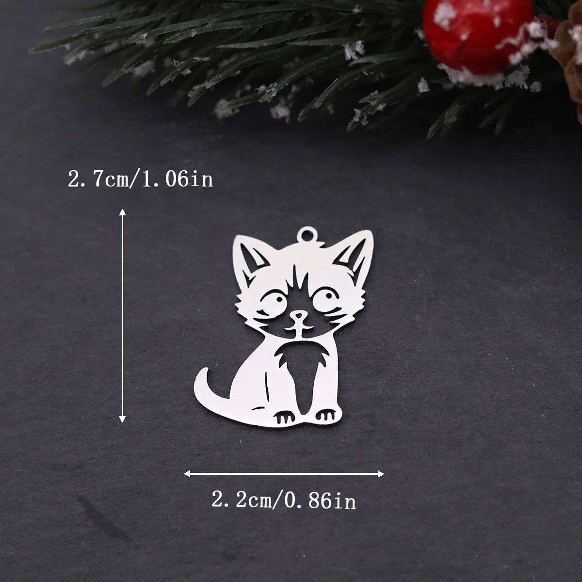 3pcs Cute Cat Charms Stainless Steel Hollow Sitting Kitten Pendant for DIY Jewelry Making Necklace Earrings Bracelet Wholesale