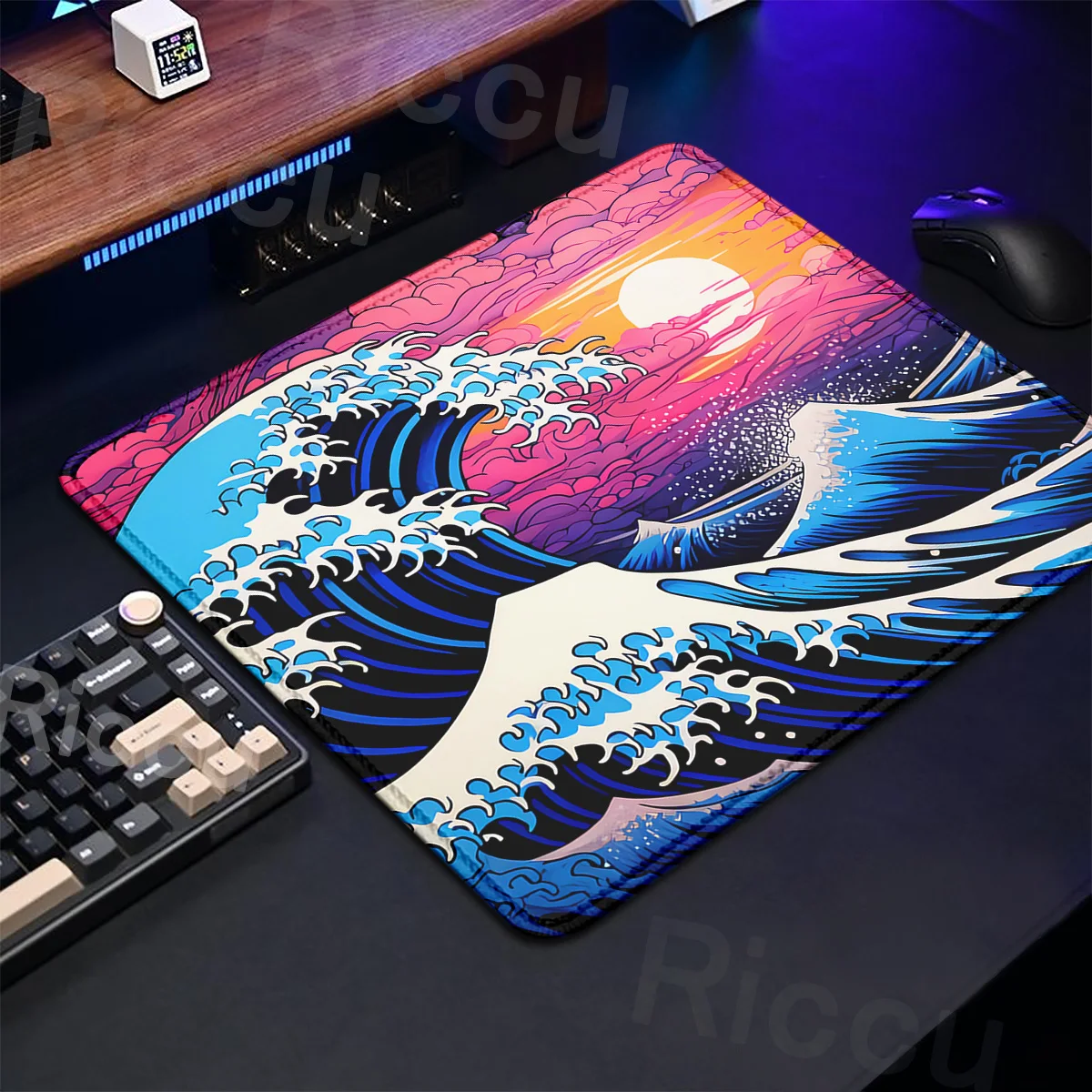 Japan Great Waves Small Size Mousepad Anime Desktop Accessories Natural Rubber Gamer Deskmat Mause Office Lock Edge Keyboard Rug