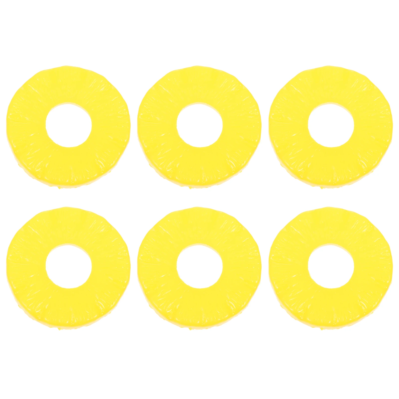 6 Pcs Pineapple Circle Decoration Ananas Artificial Lifelike Fruits Slices Plastic Model