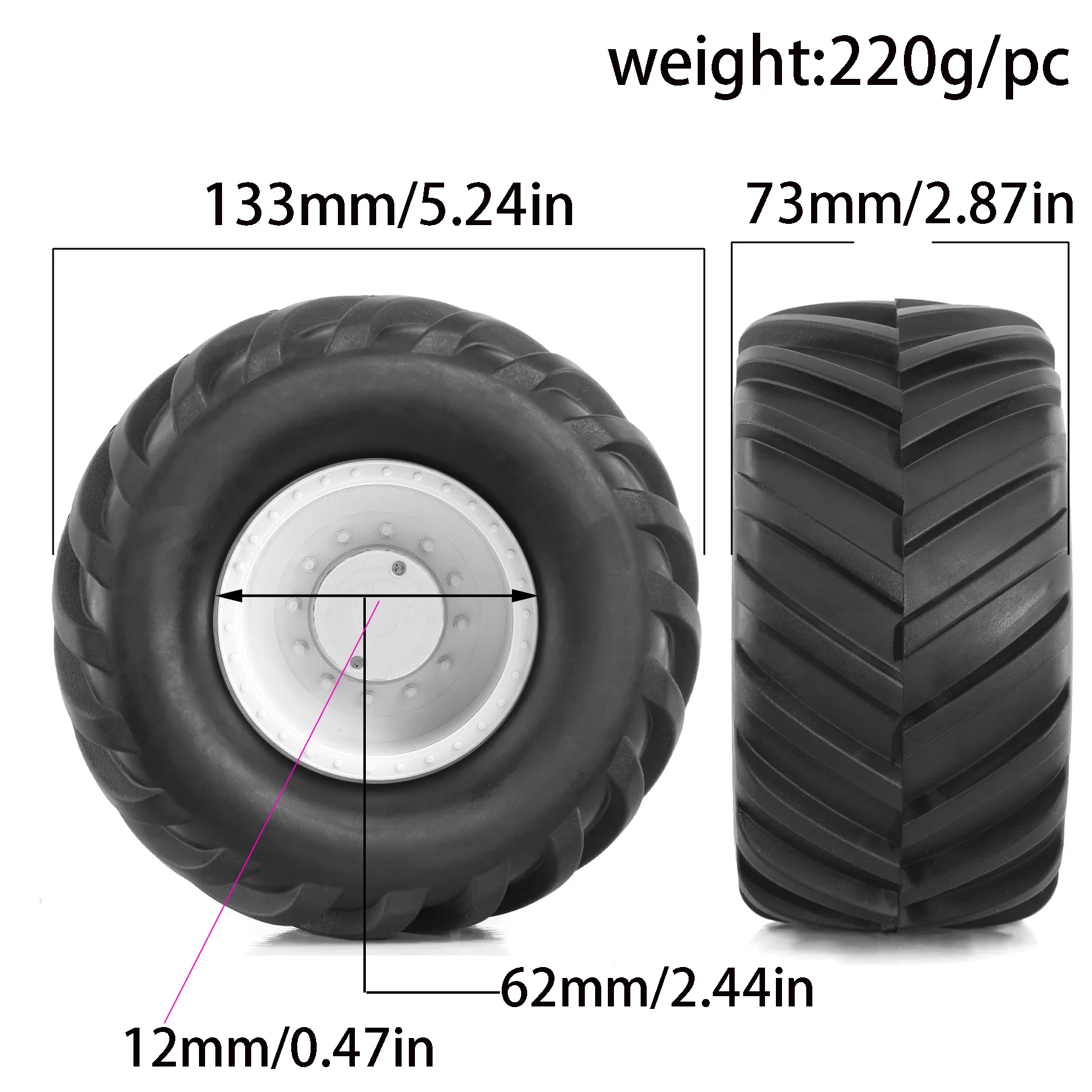 4PCS/RC Wheel Rim&Rubber Tires for 1/10 RC Monster Truck Car Tamiya HSP HPI Kyosh HPI Tamiya Kyosho RC Car - Image 6