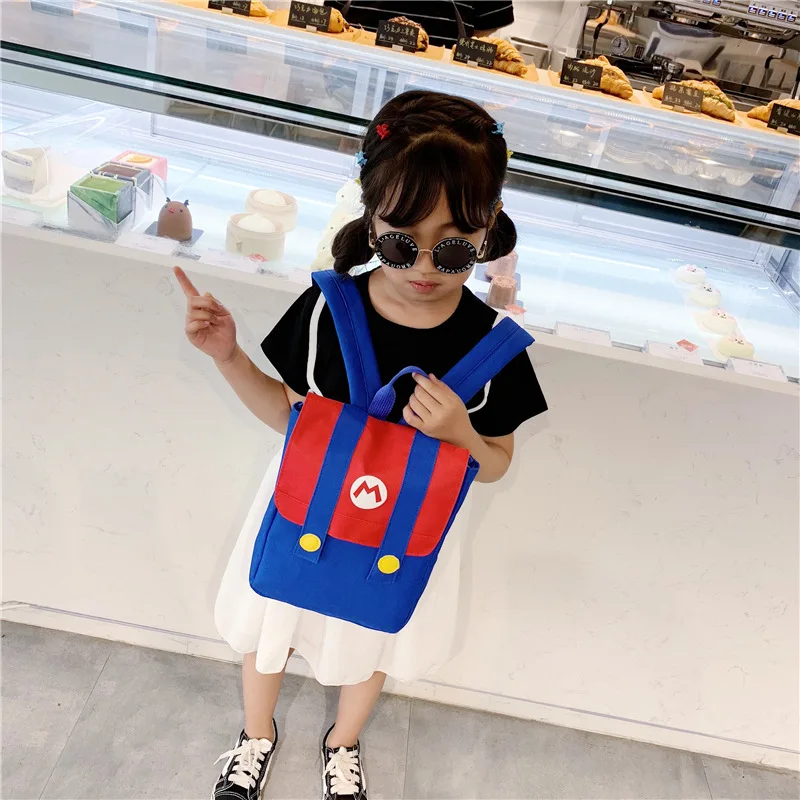 Super Mario Cartoon Backpack Anime Peripherals Nylon Waterproof High Capacity Children School Bag Cute Baby Birthday Gifts