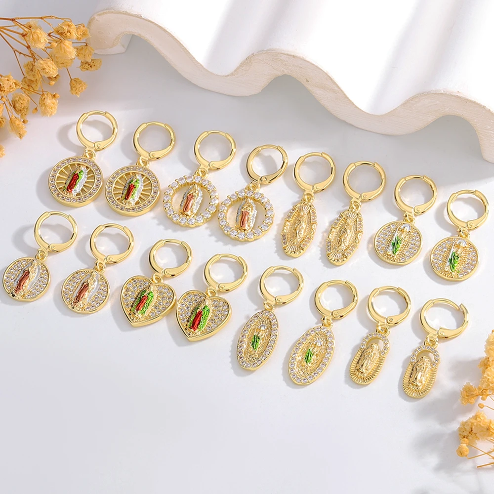 

Luck Ladies Zircon Religious Earrings with Madonna And St. Jude - Fashionable Jewelry Accessory