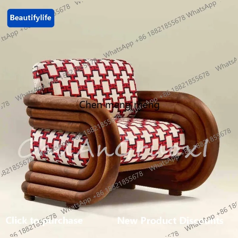 

Дизайнерское кресло Y183 для гостиной в стиле B&B, французское ретро-кресло для отдыха, кровать из массива дерева с тканевой обивкой