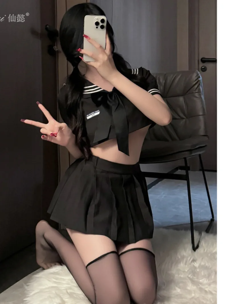 Underwear Pure Desire Ultra Short Pleated Skirt Student sets Sexy Sailor Uniform High waisted short top Short sleeved ONFQ