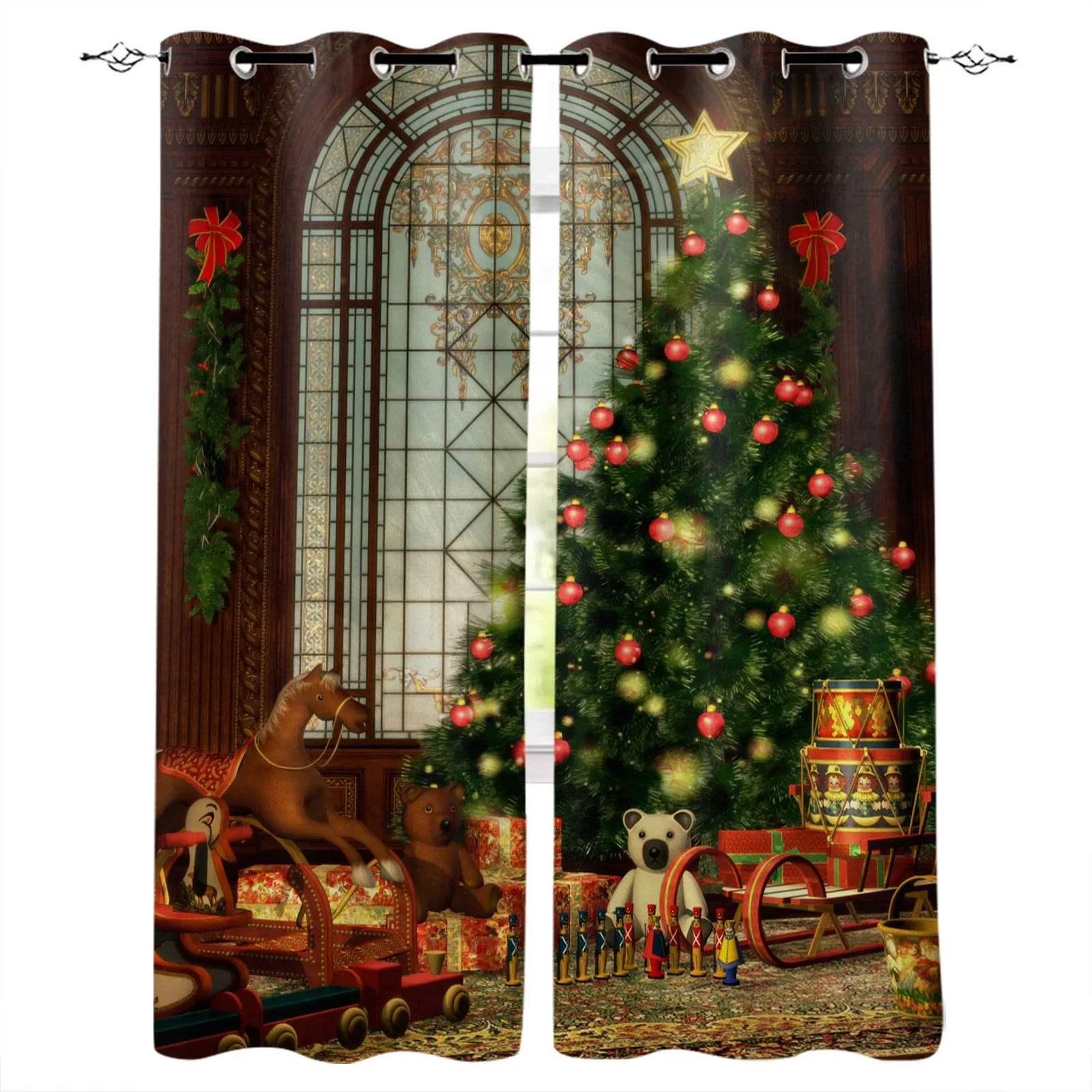 

Santa Claus Christmas Decoration Christmas Blackout Curtains 3D Print Window Curtain Bedroom Living Room Decor Window Treatments