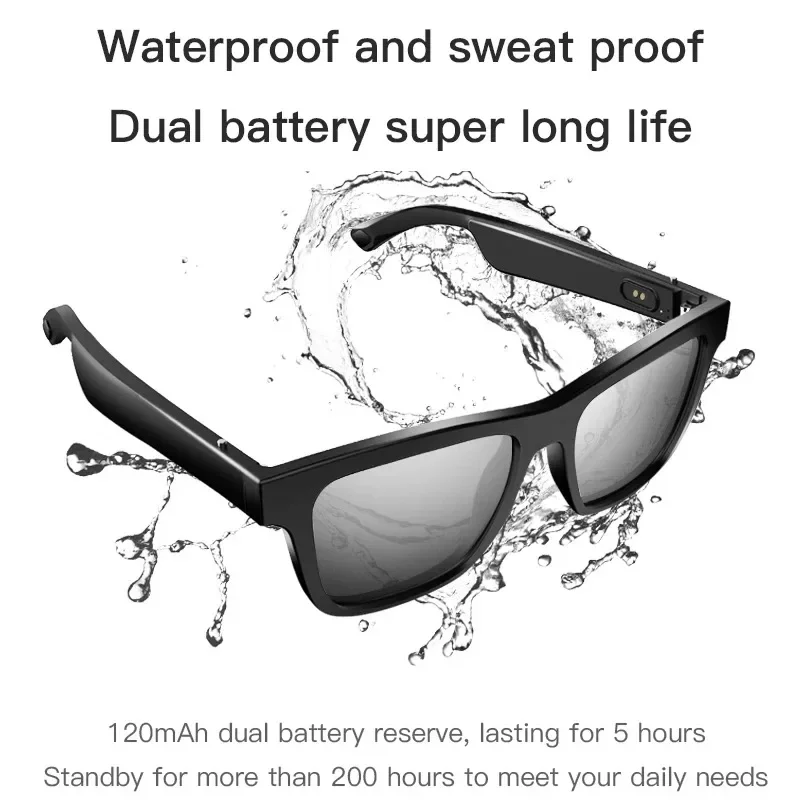 Óculos de sol 3D inteligentes, óculos magnéticos anti-azuis, Bluetooth 5.0, chamadas mãos-livres, música, esportes