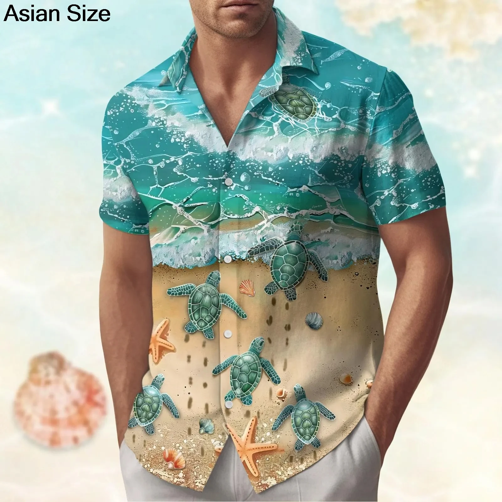 

Гавайская рубашка с морской черепахой для унисекс, пляжная рубашка с изображением океанских животных, милая черепаха, летний наряд для отдыха, подарок на морскую жизнь