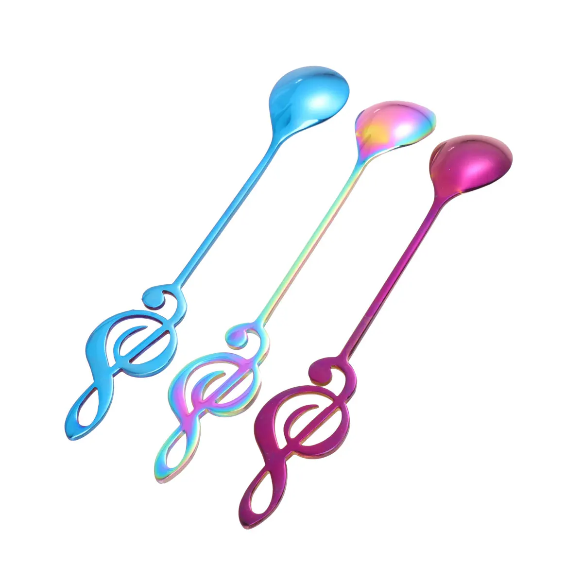 

3 pcs Stainless Steel Musical Note Spoons Mirror Finish Portable Lightweight Modern Design Coffee Tea Dessert Ice Cream Sweet