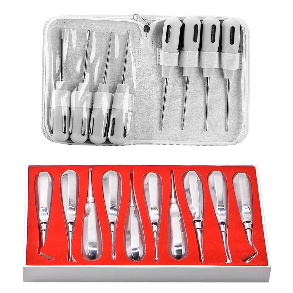 

Multi-types Dental Elevator Set Stump Apical Elevator Root Luxating Lift Teeth Extraction Forcep Metal Crown Remover Spreader