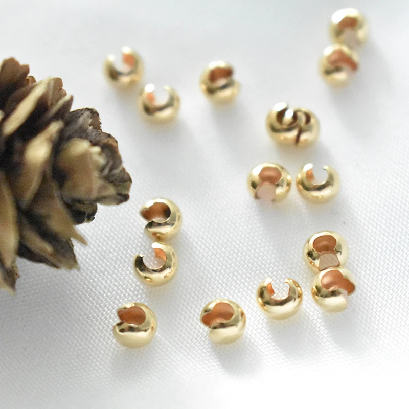 100% 14K Goldfilled Endperlen Gold-Crimp-Cover Schmuckherstellung Handgemachtes DIY-Zubehör Gold-Schmuckzubehör Rocailles – Detail 21