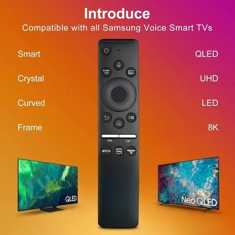 Voice Replacement Remote Control Curved Frame Support UHD QLED LED 4K 8K Smart Television Universal TV Remote