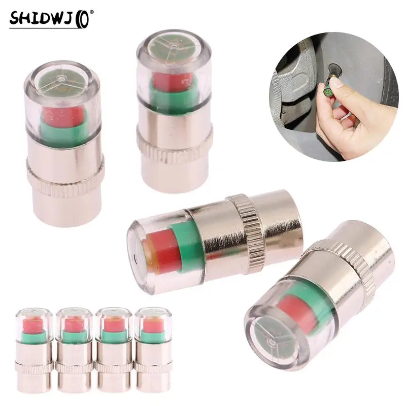 New 4Pcs Car Tire Pressure Indicator Tire Pressure Gauge Alert Monitoring Valve Cap Sensor For External Valve Detection