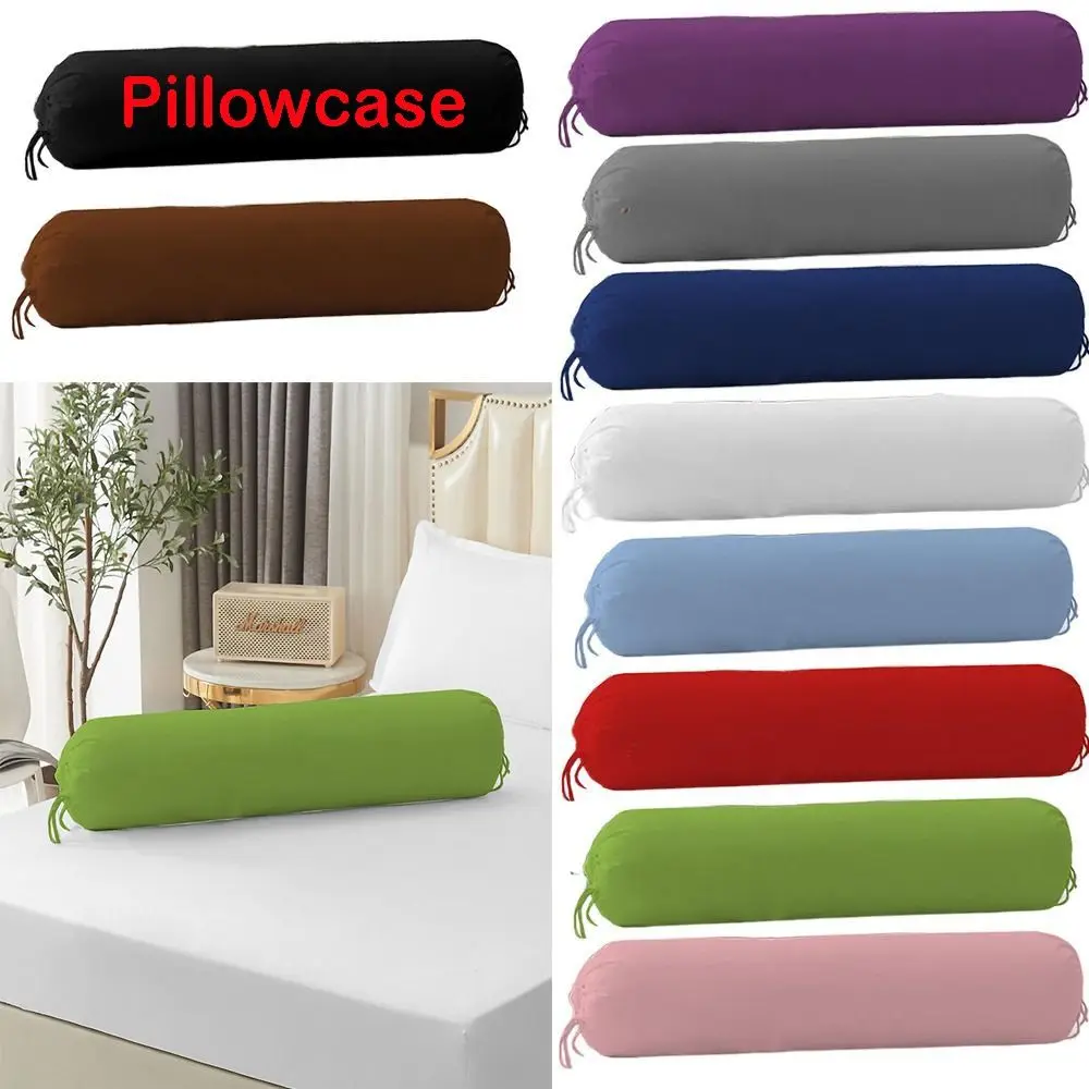 Pillow Sleeves Solid Color Long Cylindrical Pillowcase Removable Washable Headrest Pillow Cover Durable Household Pillow Case