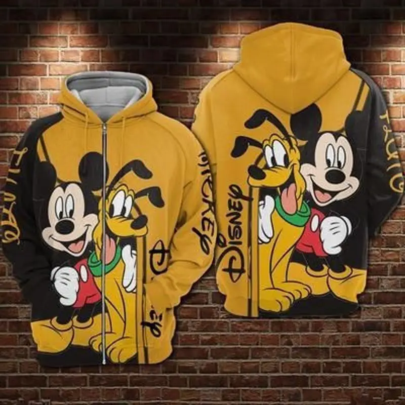 2024 Disney Mickey Mouse 3D Hoodie Men's Womens Casual Sports Pullover 3D Hoodie Fashion Oversized Sweatshirt