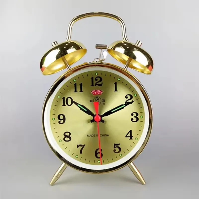 Retro Mechanical Metal Gold Alarm Clock Creative Cute Chicken Peck Rice Table Clock Room Decoration Toy Collections Or Gift