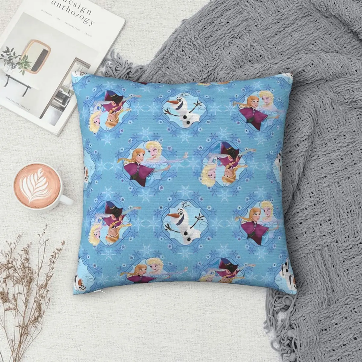 Cartoon Frozen Elsa Princess Pillowcases Kawaii Print Home Sofa Throw Pillow Cover Car Cushion