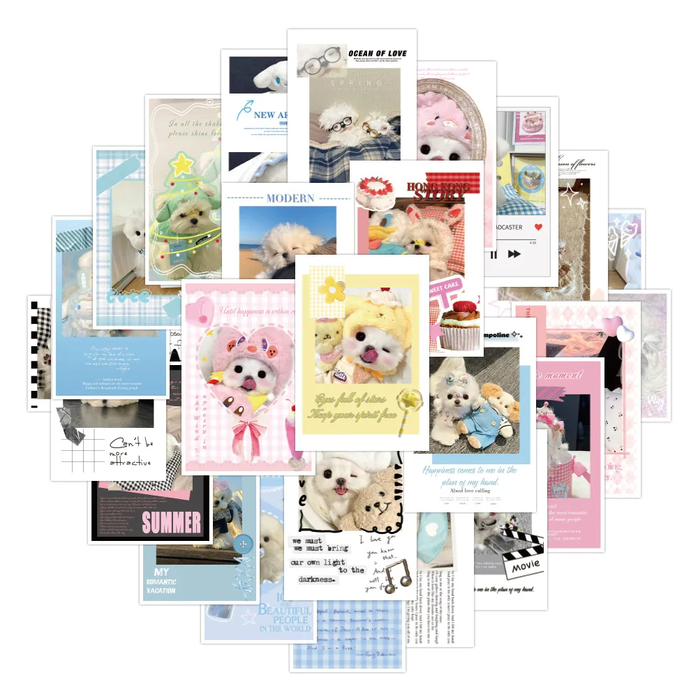  Sweet White Puppy Decorative Sticker Photo Pattern Scrapbook Stickers for Planner Album Craft Making Girls Birthday Gift