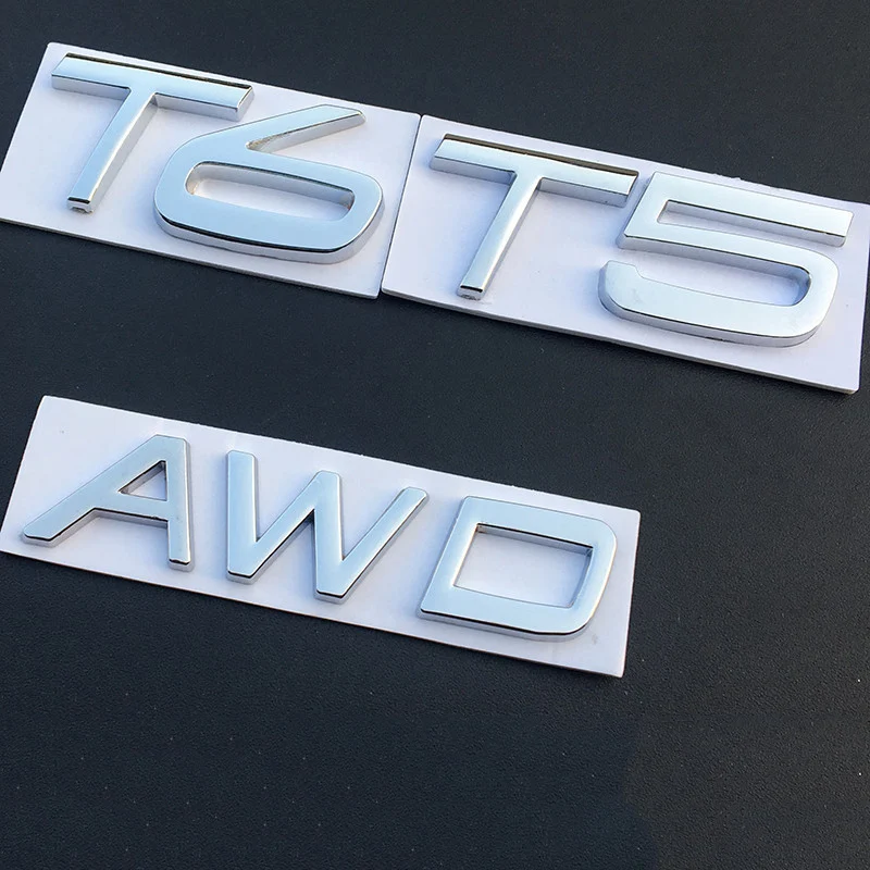 

3D Metal Car Rear Tail Trunk Emblem Badge Decal T5 T6 AWD Fender Sticker For Volvo XC60 XC90 S60 S80 S60L V40 V60 Accessories