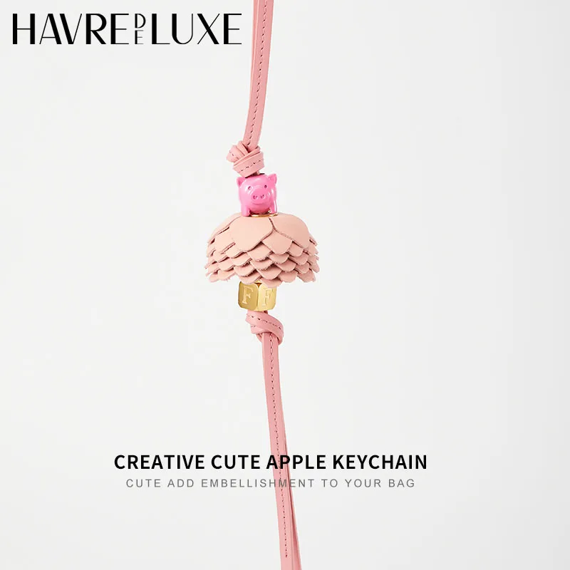 Cowhide Bag Charm Handmade Rope Bag Charm Flower Leather Pendant Cute Car KeyChain DIY Decorative Charm Bag Accessories