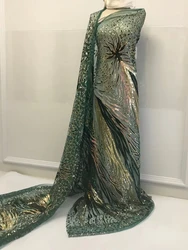 Ultimo classico di buona qualità morbido ed elegante ricamo paillettes Tulle tessuto di pizzo per abito da sera da festa muslimah