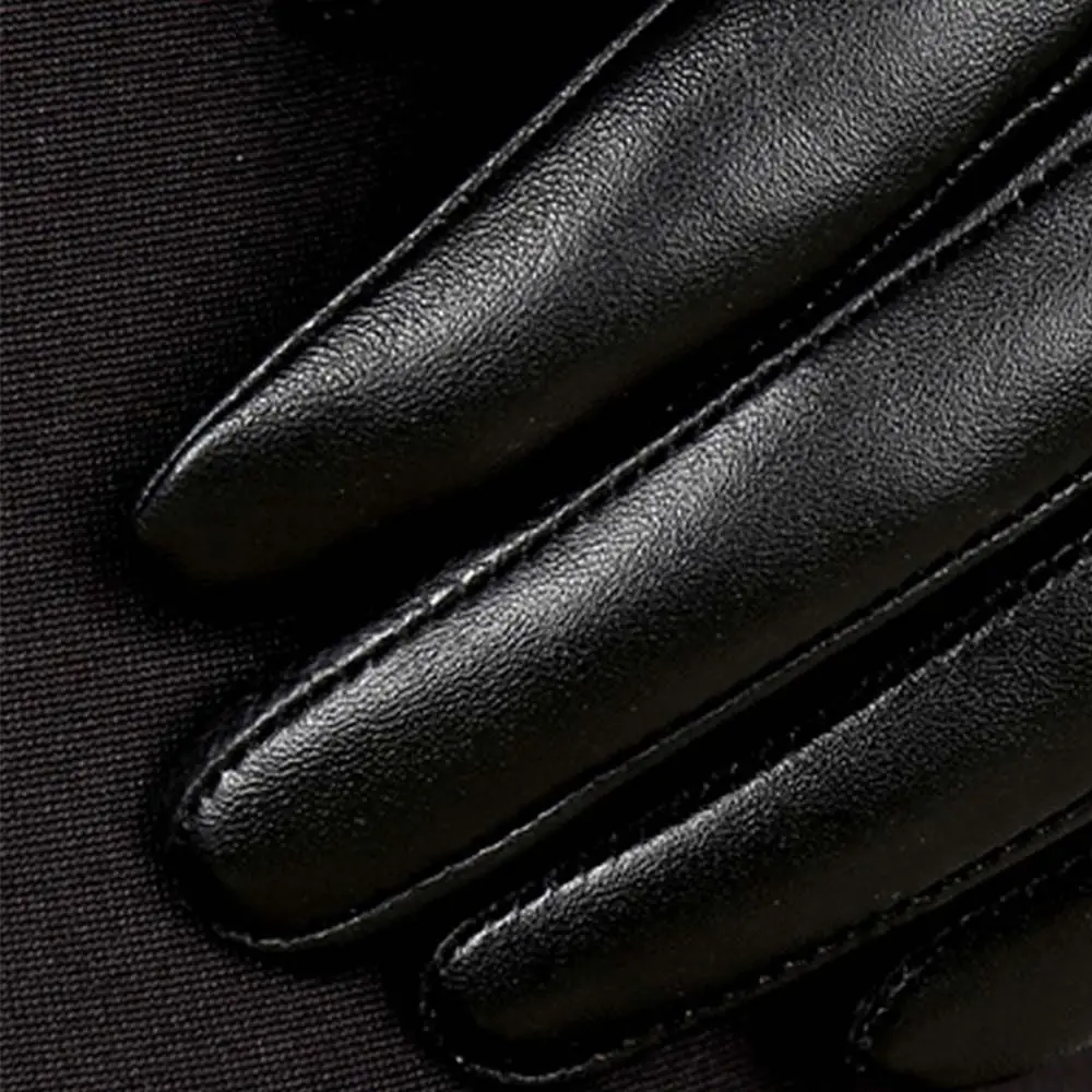 Tight Gold Faux Leather Solid Color Female Winter Women Mitts Leather Gloves Five Finger Mitten Half Palm Gloves