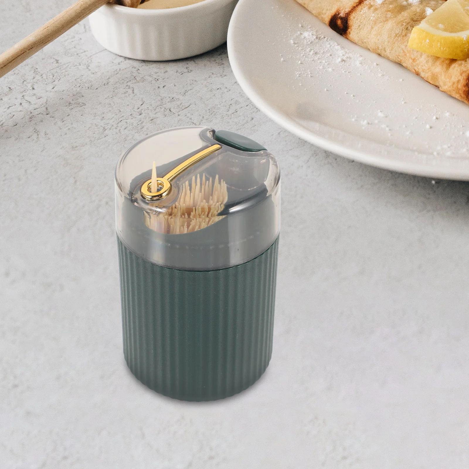 

Toothpick Holder Portable Nordic Toothpicks Dispenser Hygienic Push Type Box Container Small Kitchen