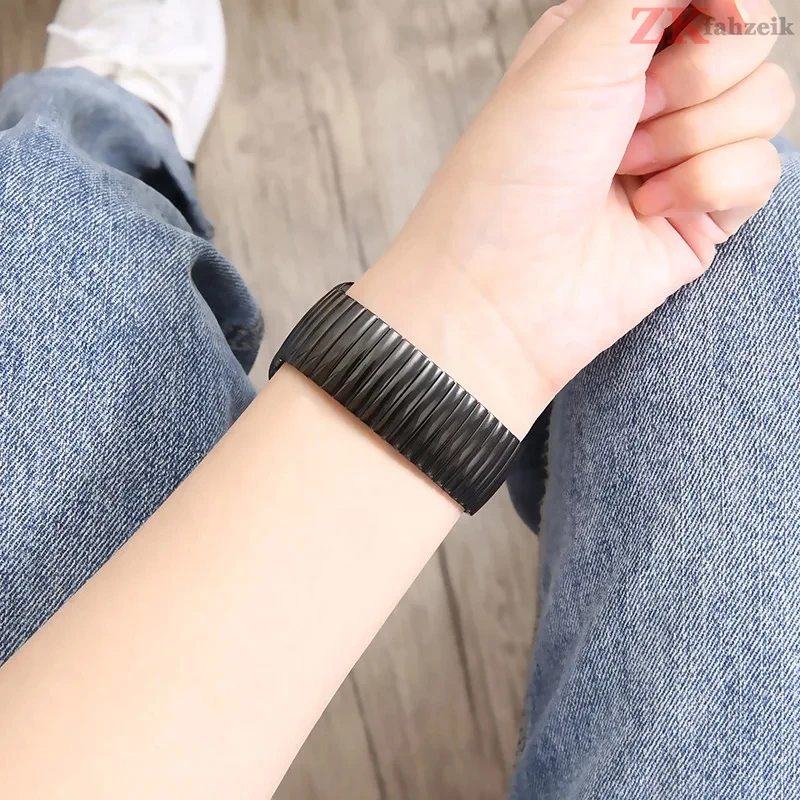 Metal Elastic Watch Straps 20mm 22mm Stretch Expansion Stainless Steel Bracelet Matte Polished Band for Samsung Galaxy Watch 5 6