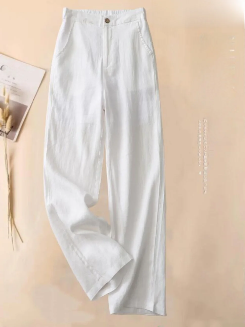 

Женские брюки-шаровары с широкими штанинами, облегающие, из хлопка и льна, тонкие, с высокой талией, на молнии, для повседневной носки