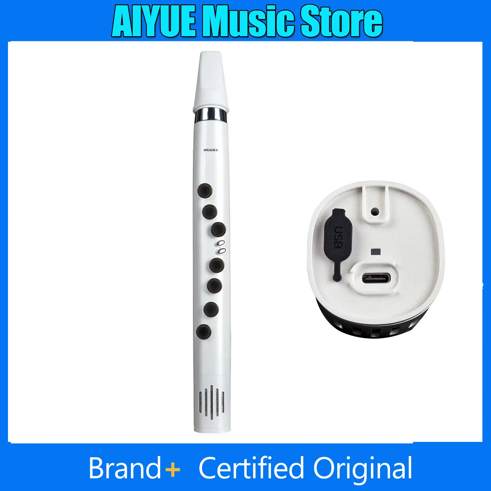 

Mooer Wi100 Electric Blowpipe 30 Synthesized Instrument Sounds Mini Electronic Saxophone 7 Key Intelligent White Wind Synth
