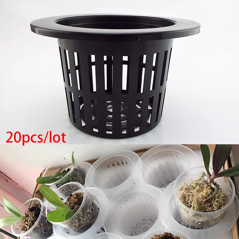 20 50Pcs Hydroponic colonization Mesh Pot Net Cup Basket plant grow holder Hydro Aeroponic Planting Clone Nursery Plant Soilless