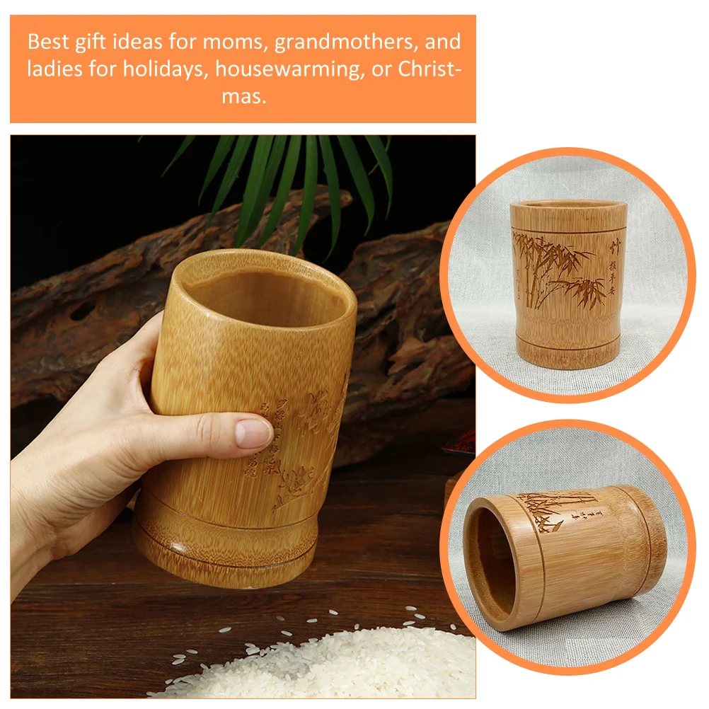 

Bamboo Rice Measuring Cup Old-Fashioned Kitchen Tool Lightweight Storage Container For Flour Baking Powder Beans Milk