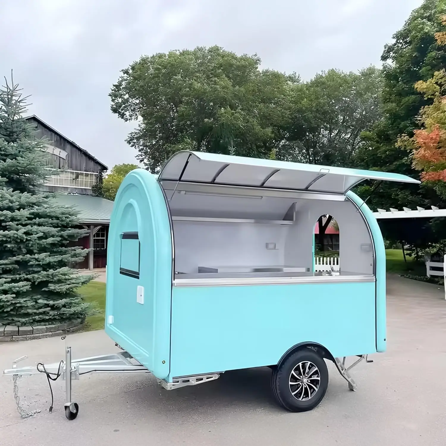

Fully Equipped Kiosk Food Truck Trailer with Full Kitchen Equipment Hot Dog Ice Cream Cart Mobile Concession Coffee Food Trailer