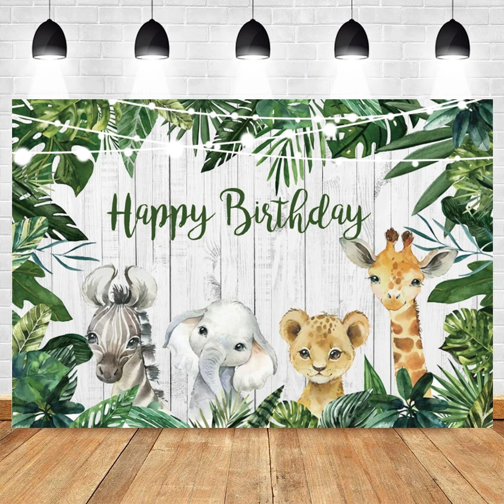 Tropical Jungle Safari Backdrop Wild One Animals Newborn Baby Shower Birthday Party Photography Background Decor Photo Studio