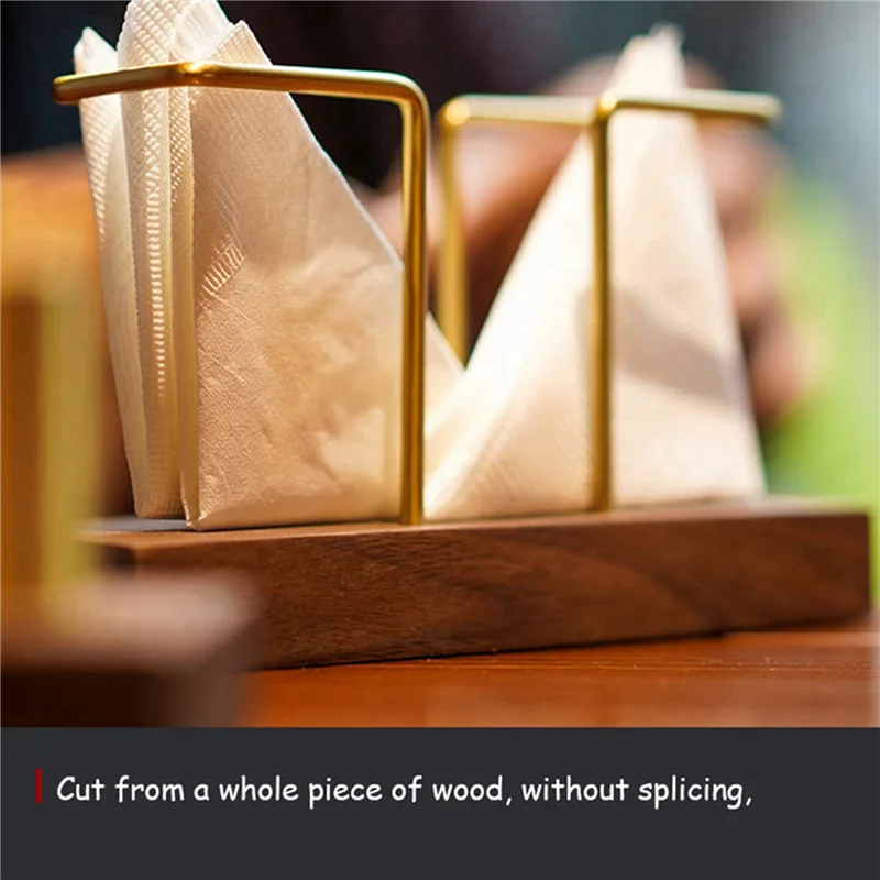 

2X держатель для салфеток для столов, глянцевый металлический держатель из орехового дерева, отдельные диспенсеры для салфеток для кухни и ресторана B-Tvdae