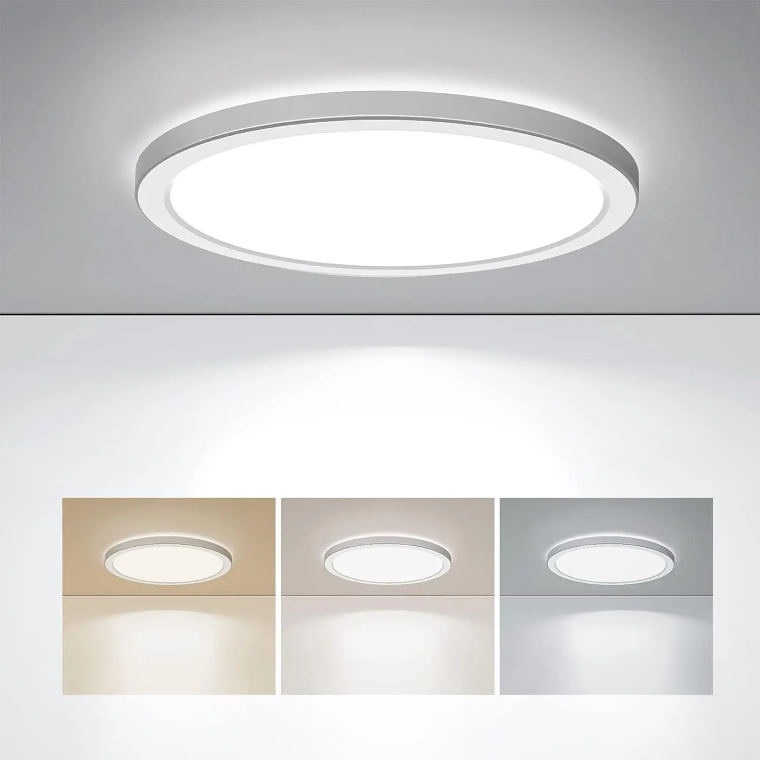 Plafonniers ronds à LED minces, montage encastré ultra fin, luminaire réglable pour cuisine, chambre et couloir, 3 documents, 0.9 po