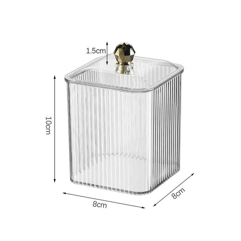 Transparent Desktop Dustproof Single Compartment Organizer Cotton Swabs Toothpicks Dental Floss Cosmetic Organizer