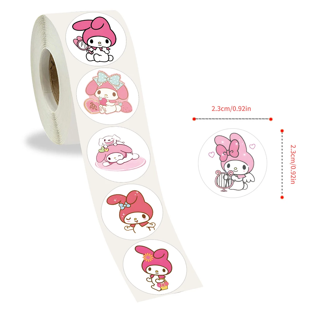 500pcs/Roll Cute Sanrio Pink My Melody Cartoon Sealing Stickers DIY PVC Laptop Decals Decoration Stiker Kids Reward Gift Toys