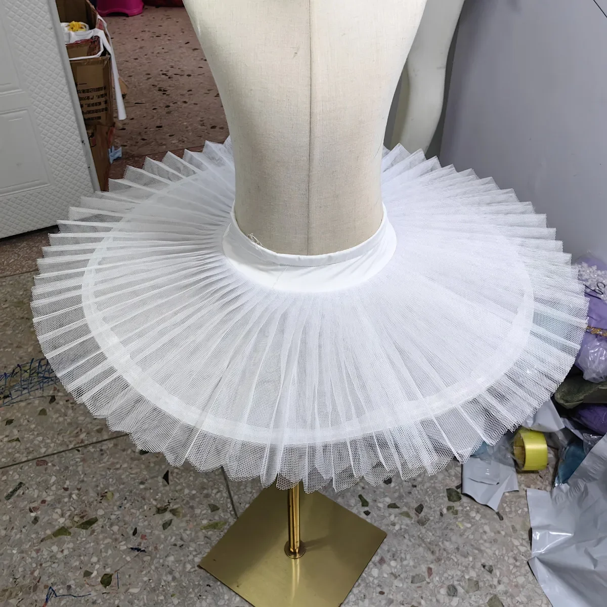 Jupes de tutus de ballet professionnelles pour adultes et enfants, maille rigide, pansement, danse du ventre, filles, pratique, blanc, fzLake